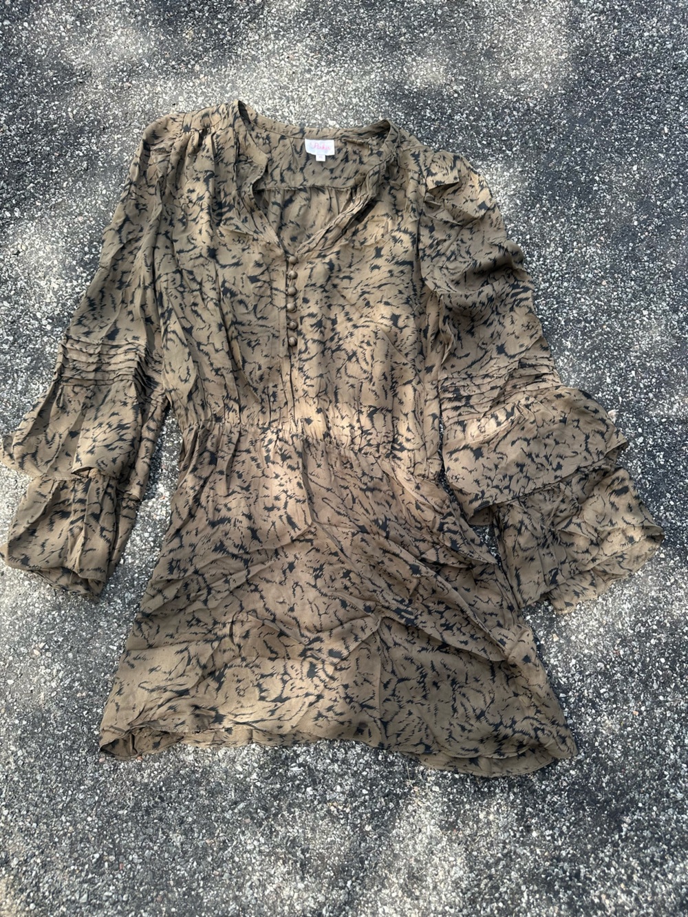 Parker Olive-Tan and Black Printed Blouse